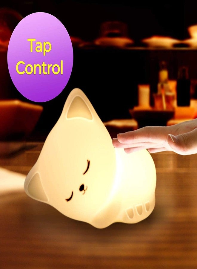 GITGRNTH Cat Night Light for Kids, Soft Silicone Touch Lamp, Rechargeable LED Nursery Night Light, Cute Kitten Night Lamp for Baby Bedroom, Color Changing Night Lights for Girls Boys, Gift - Image 4