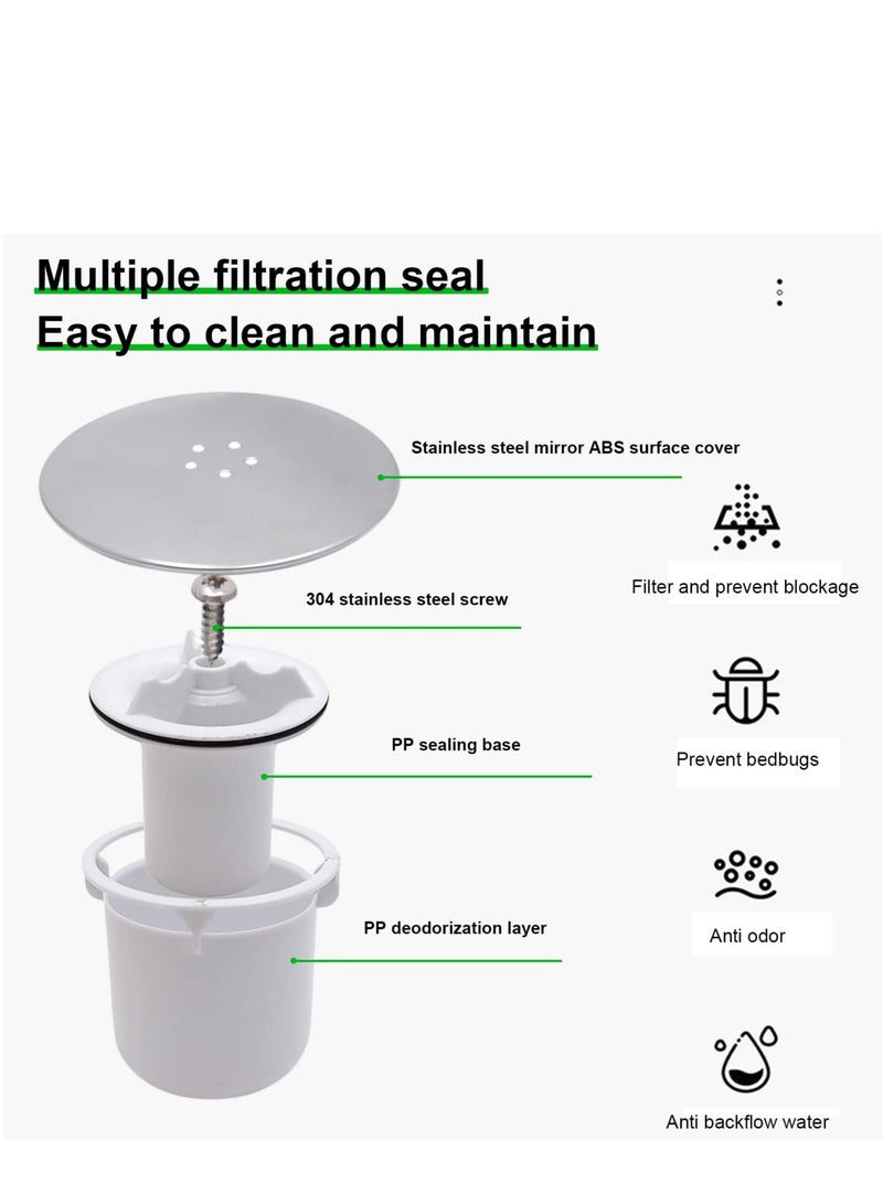 SOLARAE غطاء تصريف دش بديل - غطاء أنبوب بلمسة كروم 115 مم لكوب الرواسب لفتحة صينية 90 مم، غطاء فتحة دش، غطاء مصيدة دش قابل للإزالة بتدفق سريع، أجزاء غطاء تركيب علوي - Image 4