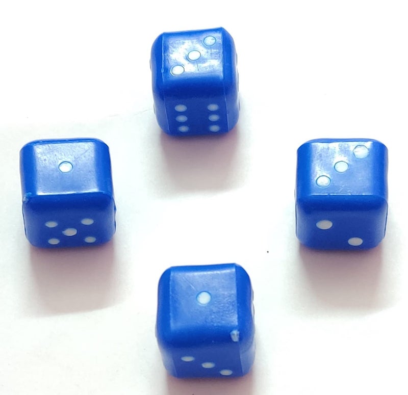 PMK E Store Six Sided 16mm Very Big Size Multi Color Dice or Die for Playing Board Games and Poker Chip Set Games||Playing dice Big Size|| Pack of (Blue 4 Piece 16mm) - Image 1
