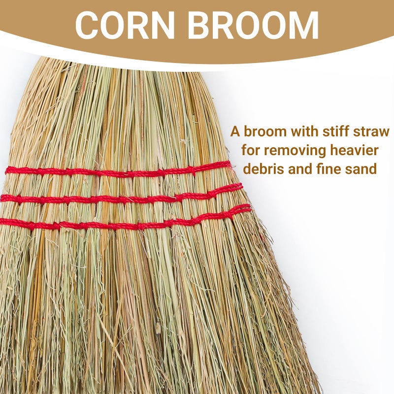 TrueYee Outdoor Corn Broom, Household Indoor and Outdoor Broom Suitable for Sweeping Gravel, Fallen Leaves and Sand on Yard, Garage, Lawn, Stone Path and Concrete Floor (Total Length 59") - Image 3
