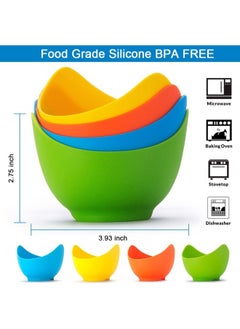 حديقة الألعاب مجموعة 4 أكواب سيليكون لسلق البيض مع قواعد حلقية – غير لاصقة وآمنة بدون BPA للطهي بالمقلاة الهوائية أو الفرن أو الموقد  - Image 4