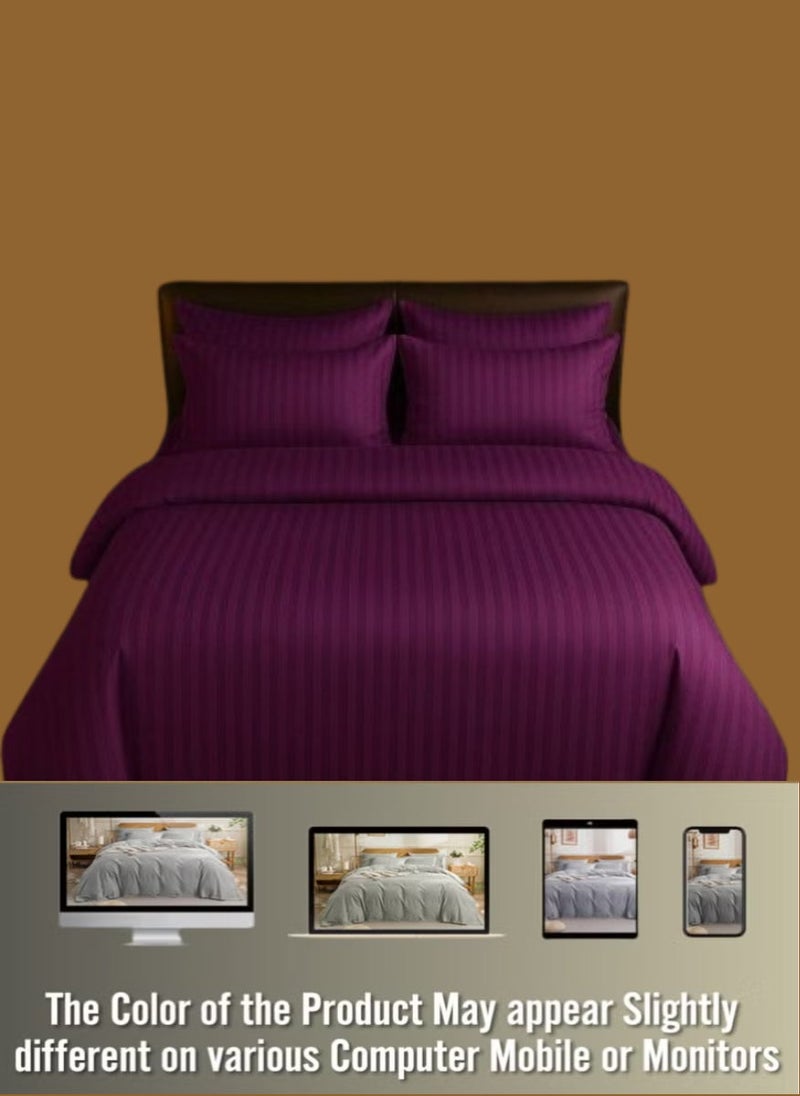 REDTOMMY طقم أغطية لحاف ملكي مكون من 6 قطع – غطاء لحاف (220x240 سم)، ملاءة مشدودة (150x200+30 سم) و 4 أغطية وسائد (53x75 سم)، اللون - بنفسجي - Image 3