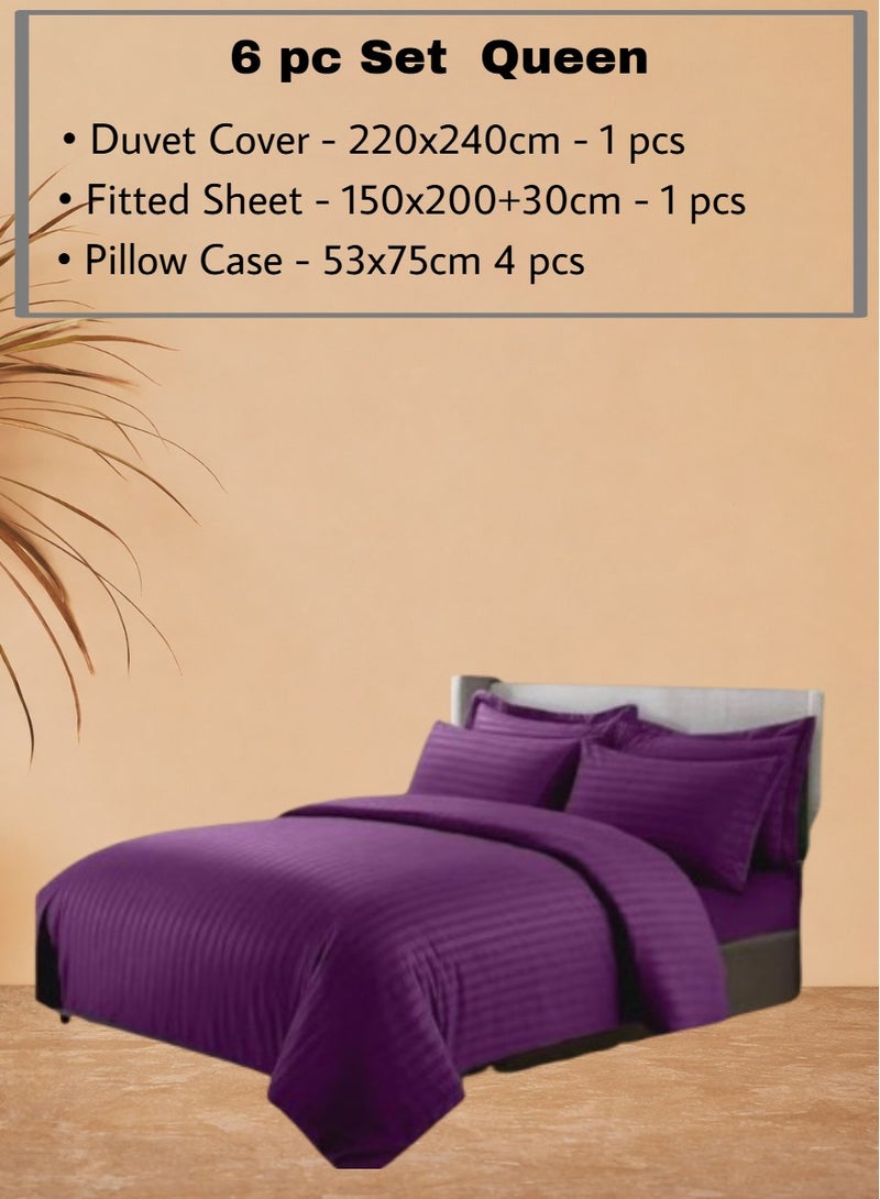 REDTOMMY طقم أغطية لحاف ملكي مكون من 6 قطع – غطاء لحاف (220x240 سم)، ملاءة مشدودة (150x200+30 سم) و 4 أغطية وسائد (53x75 سم)، اللون - بنفسجي - Image 2