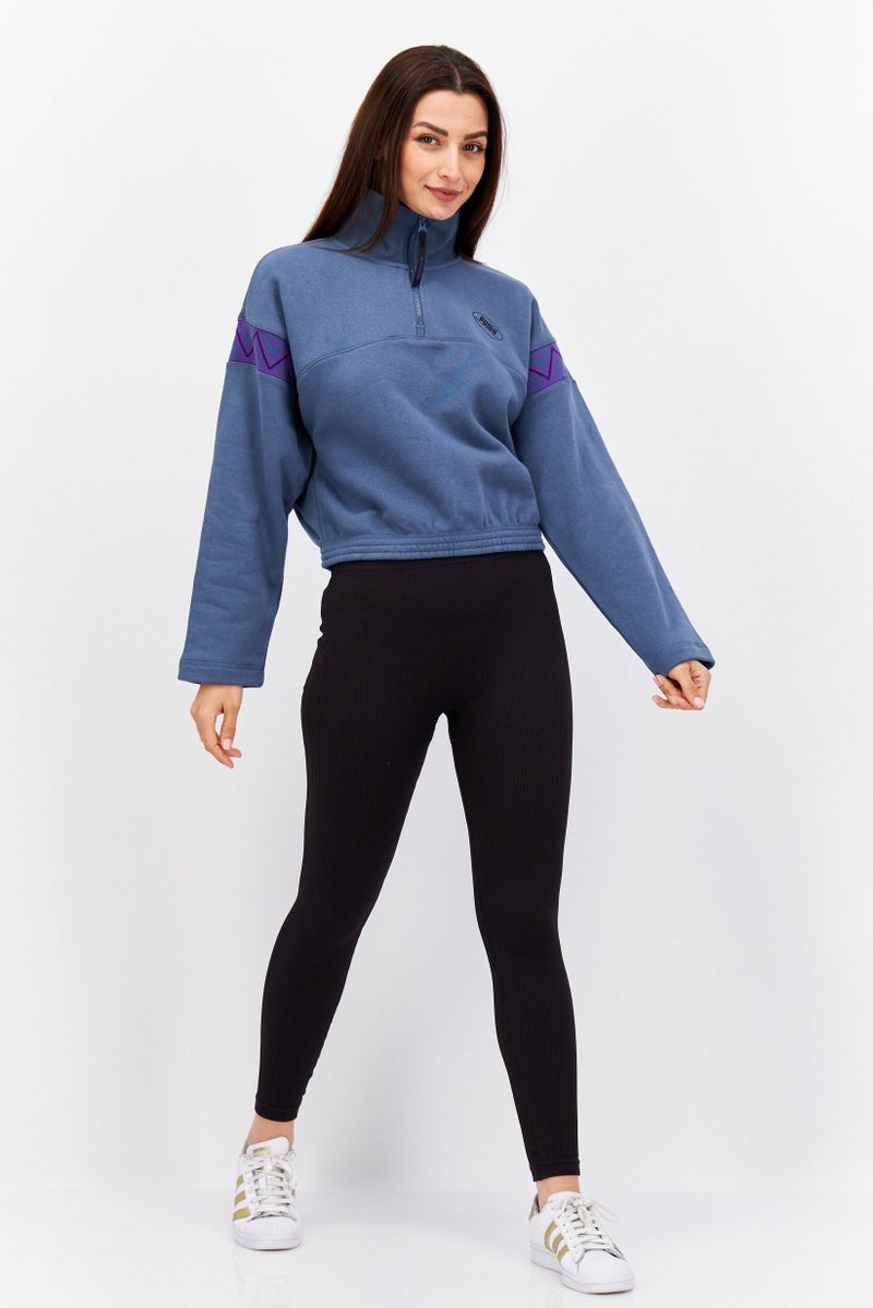 PUMA سويت شيرت رياضي نسائي مناسب للتدريب، أزرق - Image 4
