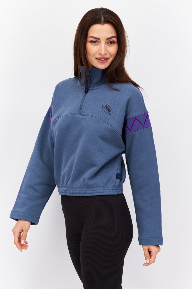 PUMA Women Sportswear Fit Training Sweathirt, Blue - Image 4