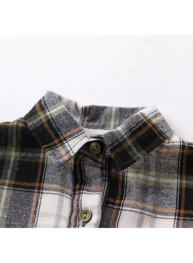 Boys' Fleece Shirt Baby Plaid Long Sleeve Shirt Winter New Children's Thickened Top - Image 5