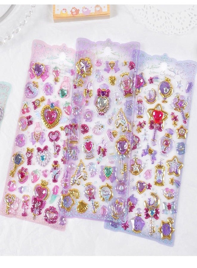 Parshya Kawaii 3D Puffy Stickers for Kids, 3D Stickers for Craft Book & Scrapbook, Self-Adhesive Kawaii Stickers Set, Cute Stickers for Girls and Boys(Random Theme) (Shining Crystal Gem 4 Sheet) - Image 5