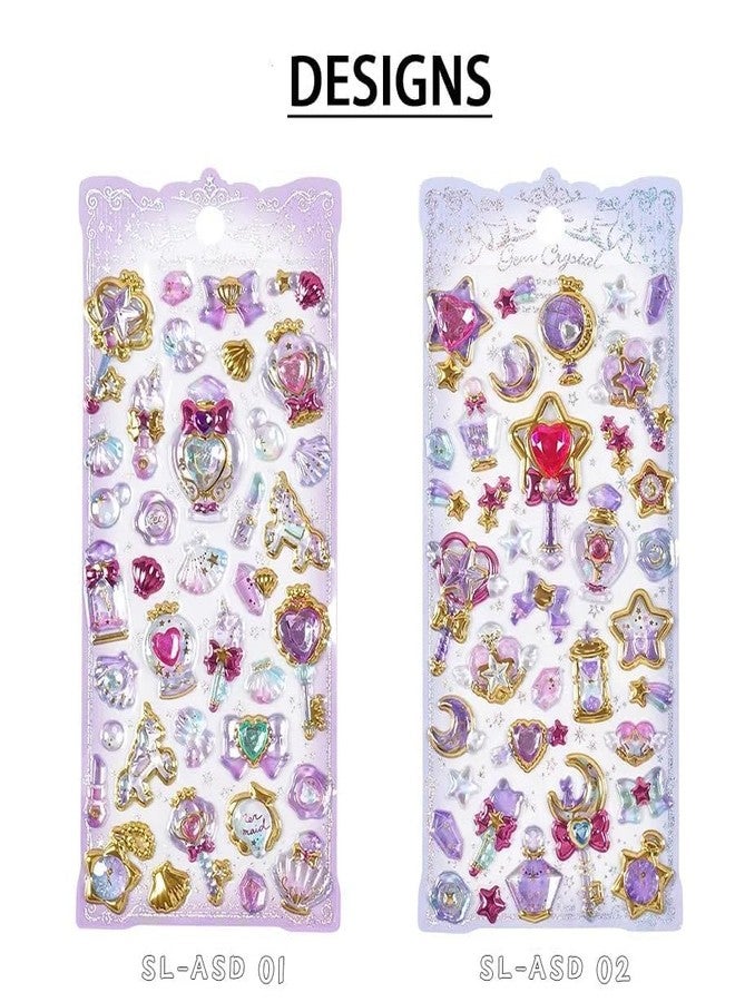 Parshya Kawaii 3D Puffy Stickers for Kids, 3D Stickers for Craft Book & Scrapbook, Self-Adhesive Kawaii Stickers Set, Cute Stickers for Girls and Boys(Random Theme) (Shining Crystal Gem 4 Sheet) - Image 3