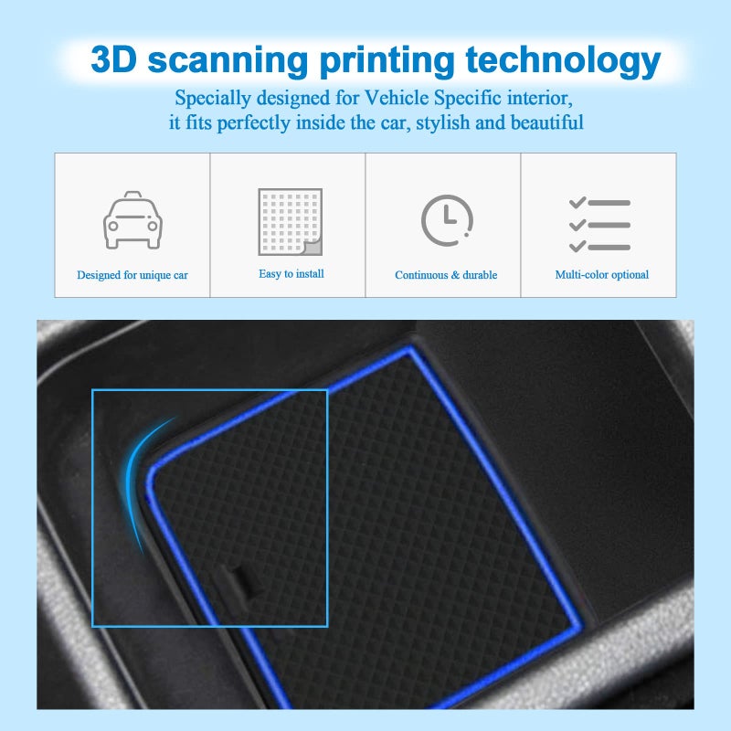 Coleya Non-Slip Mats Compatible with VW Golf 8 MK8 2020-2024, Golf 8 Centre Console Rubber Mats Door Seam Mats Drink Holder Mat, VW Golf 8 Accessories Rubber Non-Slip Mats (Blue) - Image 2