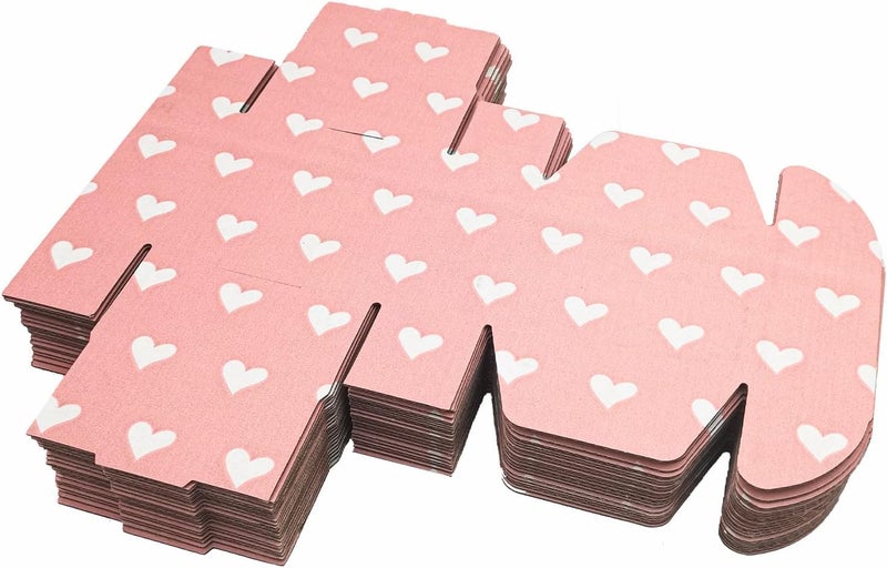 itechpanda 25 Pack Baby Pink Hearts Shipping Boxes, 4 x 4 x 2 inch Recyclable Kraft Corrugated Cardboard Boxes Literature Mailer for Mailing Packing for Mother's Day Small Business Shipping - Image 5