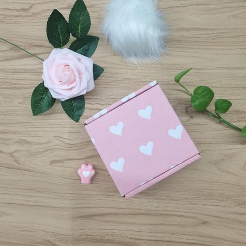 itechpanda 25 Pack Baby Pink Hearts Shipping Boxes, 4 x 4 x 2 inch Recyclable Kraft Corrugated Cardboard Boxes Literature Mailer for Mailing Packing for Mother's Day Small Business Shipping - Image 4
