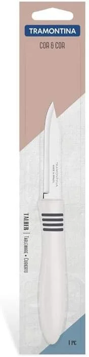 Tramontina Tramontina Cor & Cor 3" Vegetable and Fruit Knife with Stainless-Steel Blade and White Polypropylene Handle