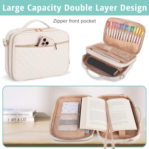 Bunnychill 2 Compartment Bible Cover for Women,Large Bible Case with Handles Shoulder Strap,Carrying Bible Bag Scripture Case Church Bag Bible Protective with Pocket - Image 3