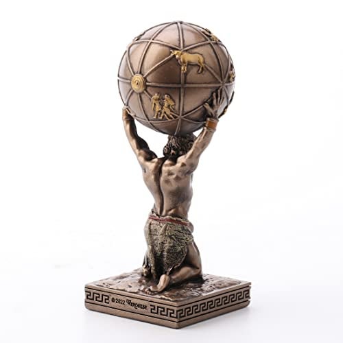 Veronese Design 3 3/4 Inch Atlas Greek Titan Bearer of The Sky Resin Hand Painted Bronze Finish Miniature Figurine - Image 4