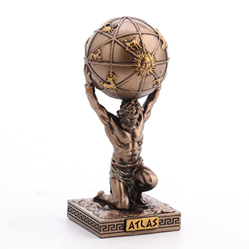 Veronese Design 3 3/4 Inch Atlas Greek Titan Bearer of The Sky Resin Hand Painted Bronze Finish Miniature Figurine - Image 1