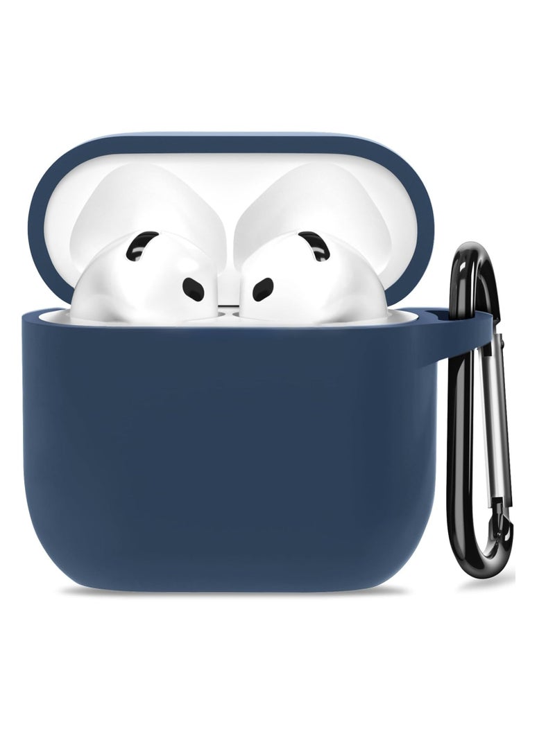 Soft Silicone Full Protective Case Cover for Apple AirPods 4 Case with Keychain Case Accessories for Women Men (blue) - Image 1