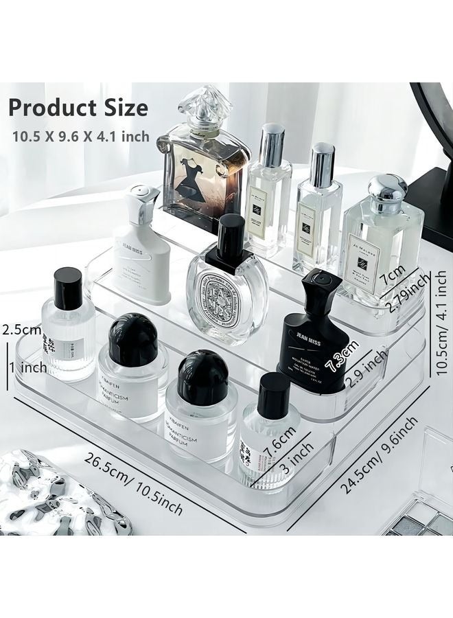 HOMESTAR Perfume Organizer - 1 Pack Three-Tiered Shelf - Perfume Lotion Skincare Stand, Spice Vitamins Medicine Bottles Holder,Sturdy Clear Rack for Kitchen Bathroom Countertop Cabinet Storage - Image 3