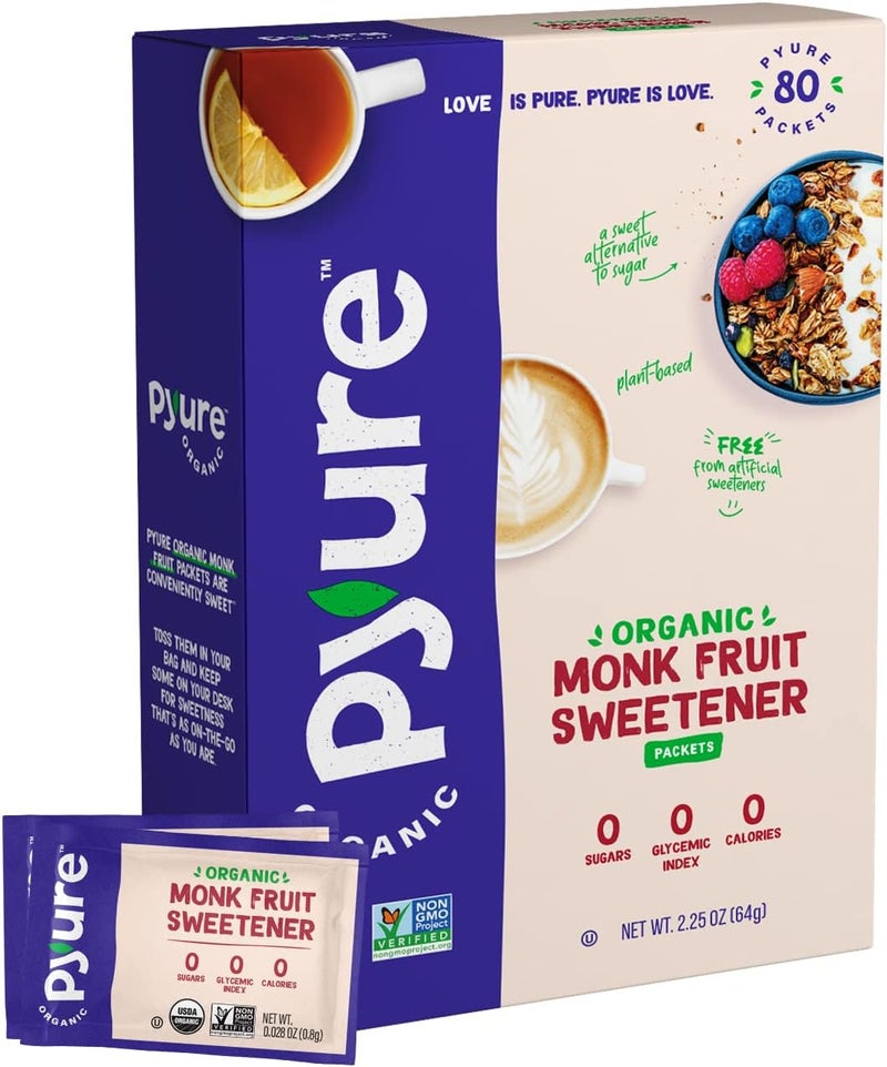 Pyure Organic Monk Fruit Sweetener Packets - 80 Count - Image 1