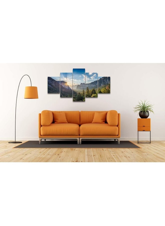 Home Trove California Scenery Wall Art Yosemite Valley View Natural Landscape Picture Canvas Print Us National Park Sunrise Wall Decor Poster Painting For Living Room Office Framed Ready To Hang(60''Wx32''H) - Image 4