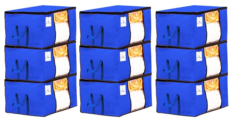 Kuber Industries Underbed Storage Bag Storage Organiser Blanket Cover Set of 9 Royal Blue Extra Large SizeCTKTC23868 - Image 1