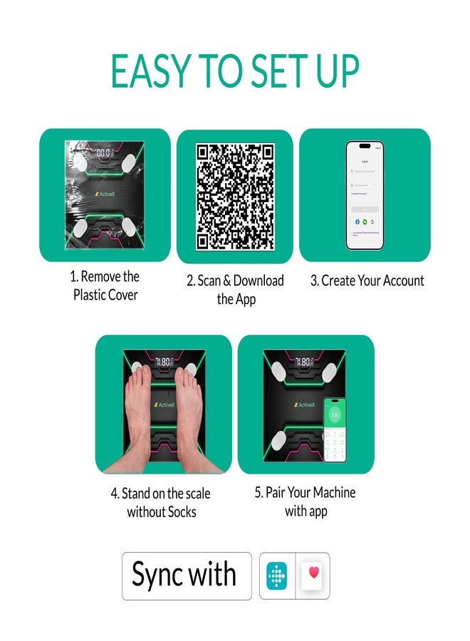 ActiveX (Australia) Envy BMI Bluetooth Digital Body Weight Scale | Tracks 18 Body Parameters | Smart Weighing Bathroom Scale with Easy-to-Read Super Bright LCD & Free Smartphone App - Black - Image 2