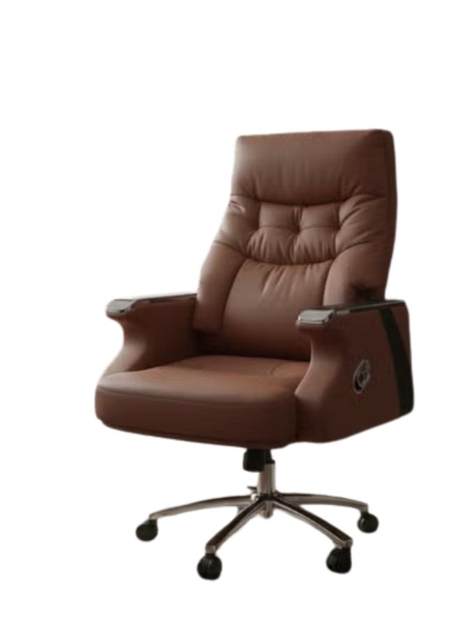 FURALUX Executive Ergonomic Office Chair, High Back Boss Chair with Thick Cushion Seat, Adjustable Height, 360° Swivel Computer Desk Chair, Comfortable Leather Office Chair for Home Office, Work & Study – Brown - Image 1