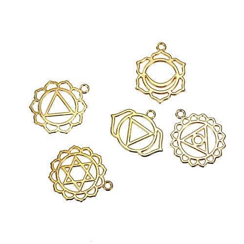 JGFinds Indian Chakra Energy Charms - 21 Pieces, 3 of Each Gold Tone DIY Jewelry Making Supplies - Image 2