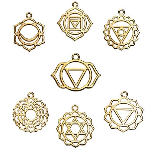 JGFinds Indian Chakra Energy Charms - 21 Pieces, 3 of Each Gold Tone DIY Jewelry Making Supplies - Image 4