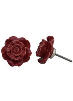 Indian-Shelf IndianShelf 2 Piece Red Flower Ceramic Luxury Drawer Knobs for Kitchen Cabinet Hardware Door Pulls Decorative Dresser Room Dcor  - Image 2