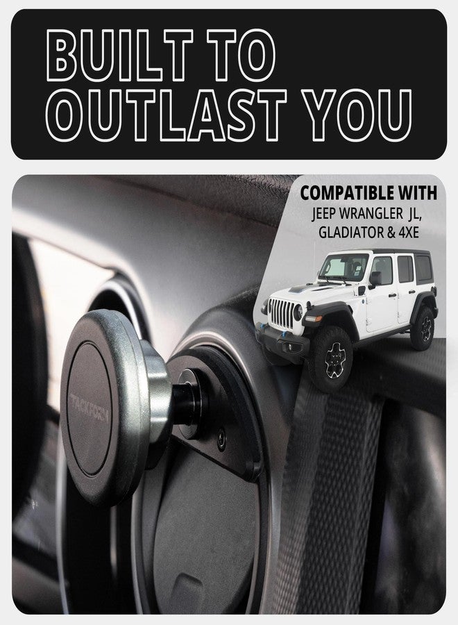 Tackform Link Vent Mount Universal Magnetic Phone Holder Compatible with 2018-2023 Jeep Wrangler JL, 4XE, and Gladiator JT | Billet Aluminum Base, No-Slip, Short Reach | NOT Compatible with MagSafe - Image 2