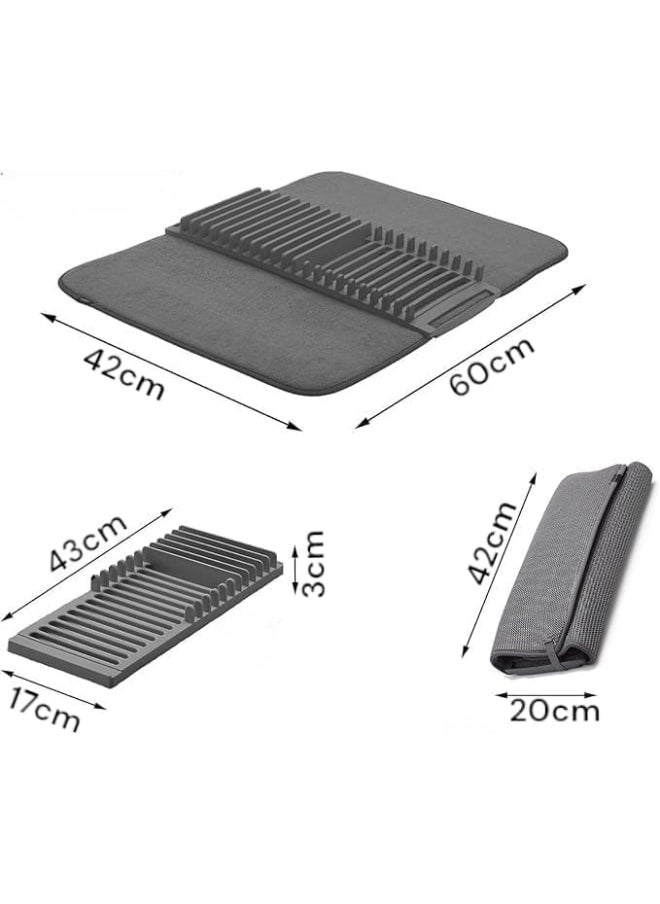 Generic Generic Dish Drying Mat with Spoon Holder, Gray  - Image 4