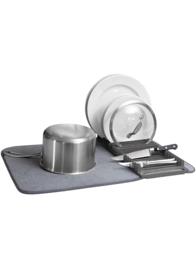 Generic Generic Dish Drying Mat with Spoon Holder, Gray  - Image 3