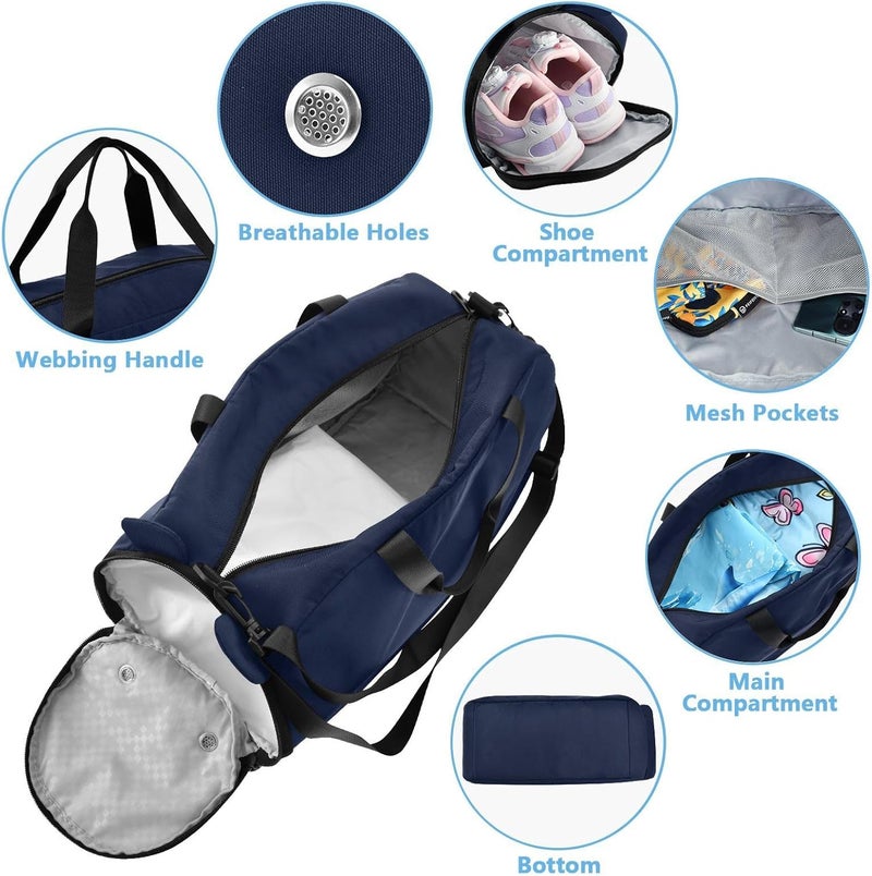 Midnight Blue Kids Duffel Bag with Shoes Compartment Lightweight Gymnastics Sports Bag for Travel, Sports, Fitness & Workout - Image 4