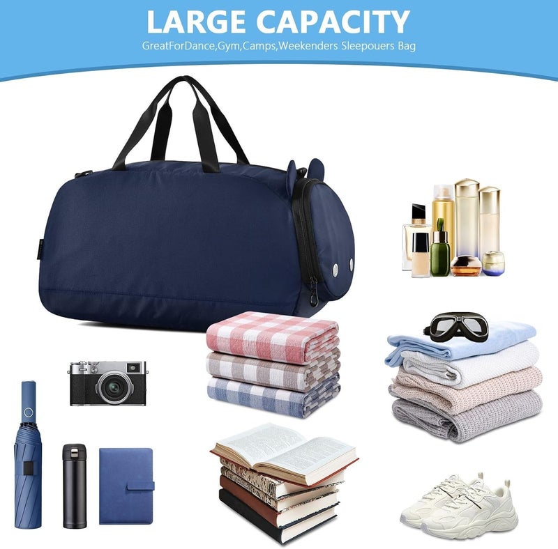 Midnight Blue Kids Duffel Bag with Shoes Compartment Lightweight Gymnastics Sports Bag for Travel, Sports, Fitness & Workout - Image 5