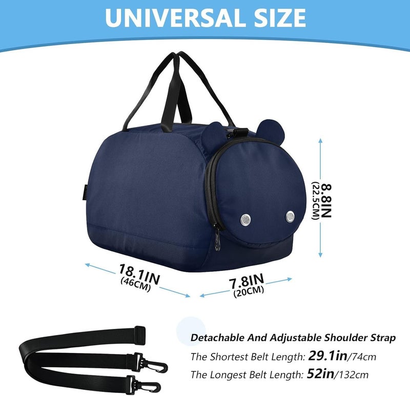 Midnight Blue Kids Duffel Bag with Shoes Compartment Lightweight Gymnastics Sports Bag for Travel, Sports, Fitness & Workout - Image 3