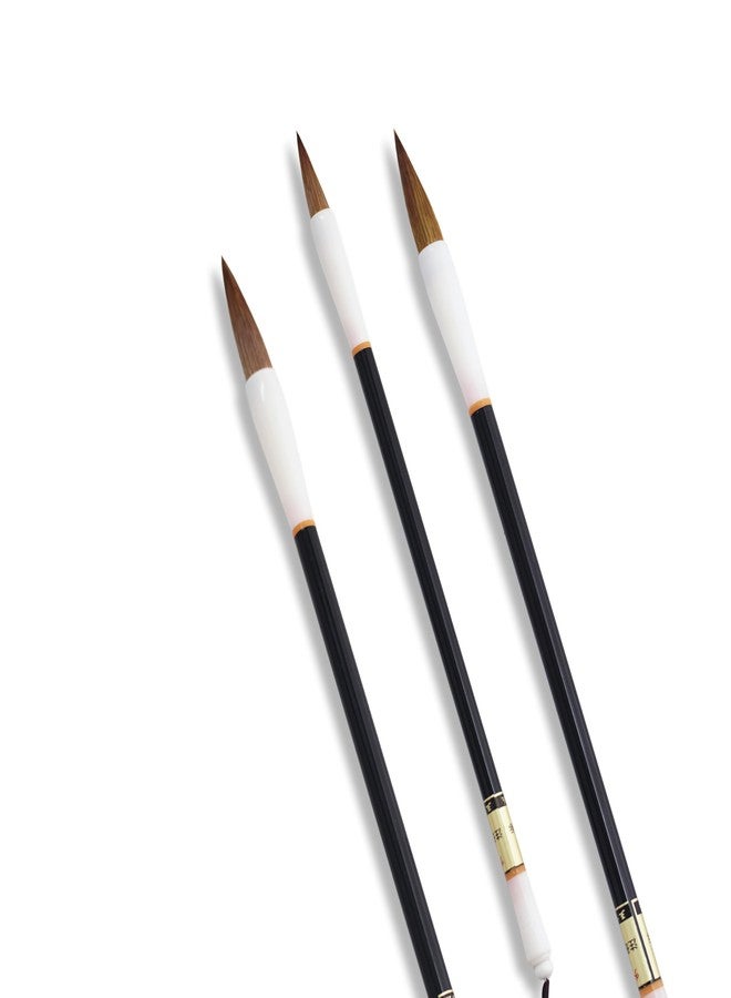 ArtRight Chinese Calligraphy Brush- Set of 3pcs(Small, Medium, Large), Traditional Sumi Ink Brushes for Drawing, Painting, Watercolor Ink Art, Extra Fine Brush Set for Students & Beginners, Multicolor - Image 1