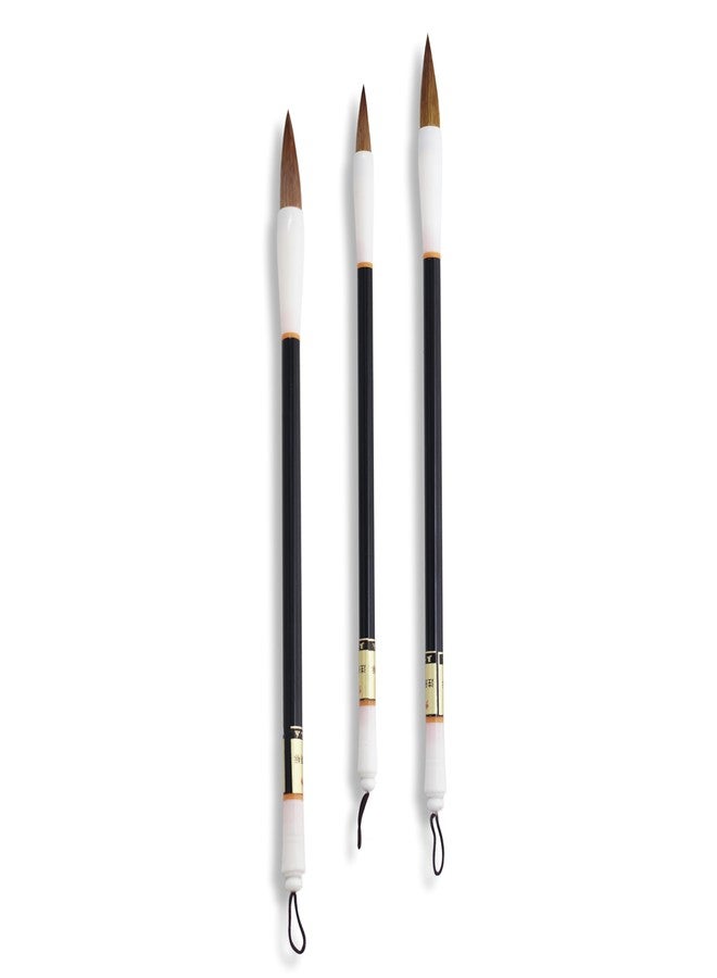 ArtRight Chinese Calligraphy Brush- Set of 3pcs(Small, Medium, Large), Traditional Sumi Ink Brushes for Drawing, Painting, Watercolor Ink Art, Extra Fine Brush Set for Students & Beginners, Multicolor - Image 3