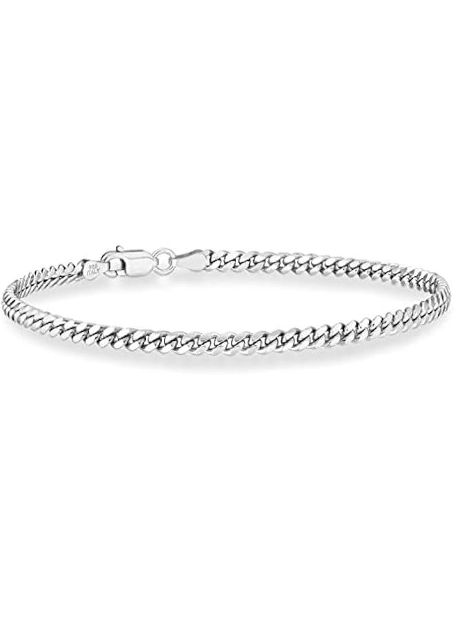 Arabest Italian Thick 925 Sterling Silver Solid Cuban Link Curb Chain Bracelet for Men, 3.2mm, 5mm, 7mm Made in Italy - Image 1