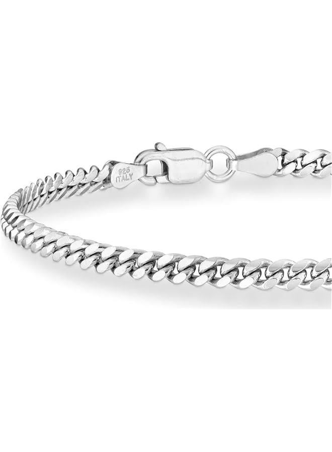 Arabest Italian Thick 925 Sterling Silver Solid Cuban Link Curb Chain Bracelet for Men, 3.2mm, 5mm, 7mm Made in Italy - Image 2