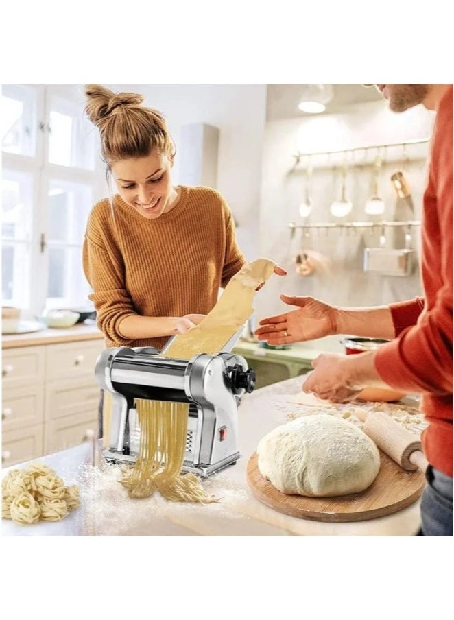 135W Electric Pasta Maker Machine, Stainless Steel Noodle Roller and Dough Press with Adjustable 1-4mm Cutter for Homemade and Commercial Use, Automatic Spaghetti Maker  - Image 5