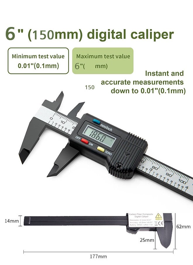 Lemon - Digital LCD Vernier Calliper, Quick Change Button For Inch Fraction Millimeter Conversions, 150MM Digital Caliper - Image 1