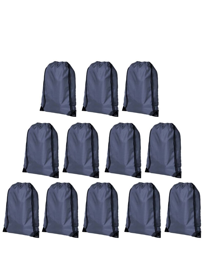 SANTHOME Drastin 210D Polyester Drawstring Bag Lightweight Promotional Tote Adjustable Carry Strings Cinch Sack Gym Sport Traveling String Bag for Men Women - 12 Pack, Navy Blue - Image 1
