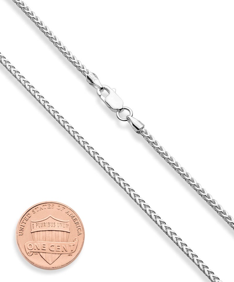 Miabella Italian Solid 925 Sterling Silver 2mm Franco Square Box Link Chain Necklace for Men Women Made in Italy (Length 22 Inches) - Image 3