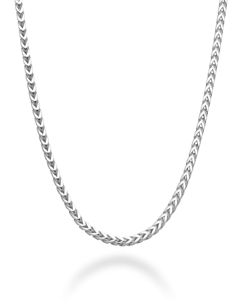 Miabella Italian Solid 925 Sterling Silver 2mm Franco Square Box Link Chain Necklace for Men Women Made in Italy (Length 22 Inches) - Image 1