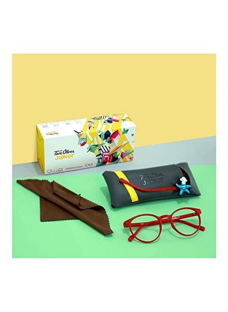 Tom Oliver JUNIOR Blue Light Blocking Computer Screen Glasses - Anti Harmful Blue Light, UV, Glare | Protection Eyewear for Children from Digital Screen Time & Home schooling for Boy's & Girl's Age 5 - 12 (Round, Red) - Image 3