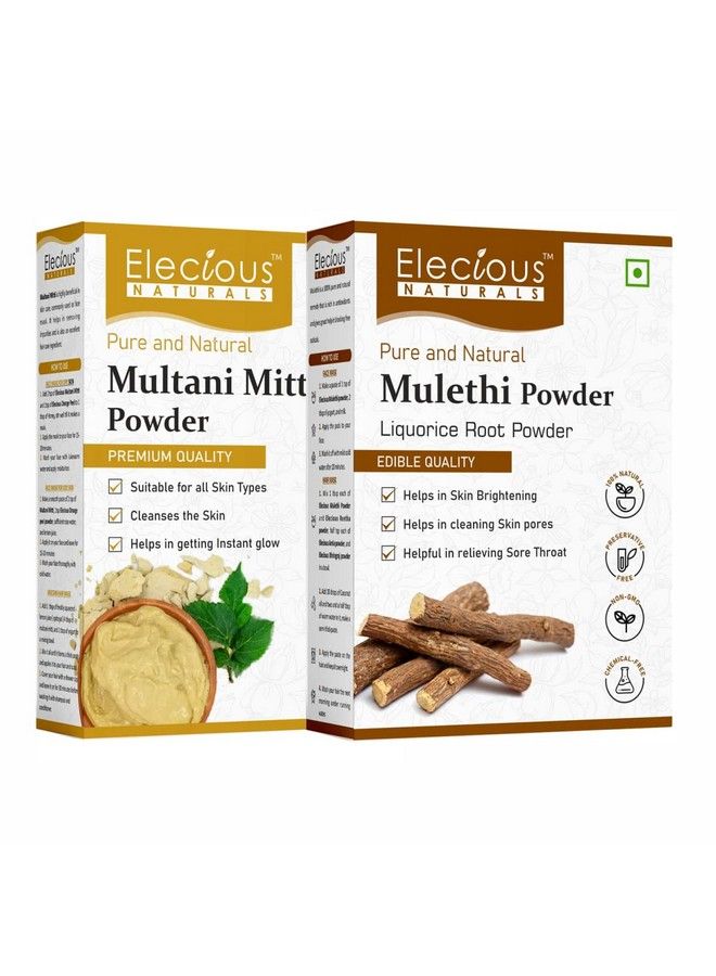 Elecious Mulethi Powder And Multani Powder Combo (200 Grams + 200 Grams) For Instant Glow And Brighten Complexion (Mulethi + Multani Combo) - Image 2