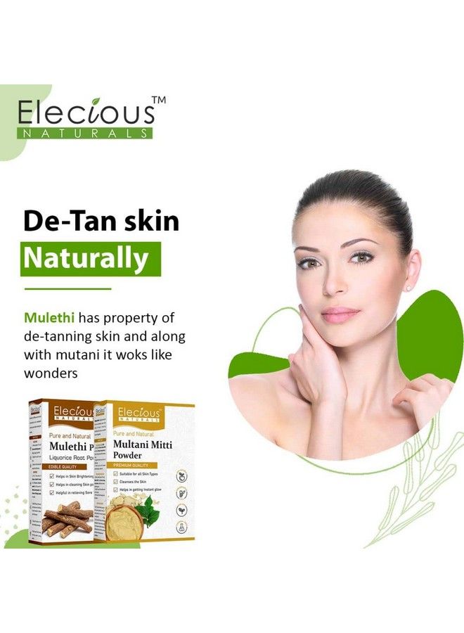 Elecious Mulethi Powder And Multani Powder Combo (200 Grams + 200 Grams) For Instant Glow And Brighten Complexion (Mulethi + Multani Combo) - Image 3