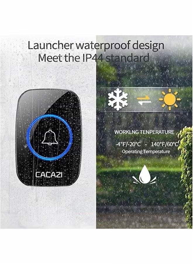 كاكازي جرس باب لاسلكي مقاوم للماء مع وميض LED - مدى 1000 قدم، 60 نغمة، 5 مستويات صوت - للمنزل، المكتب، الشقة، الفندق، مضاد للسرقة - Image 5