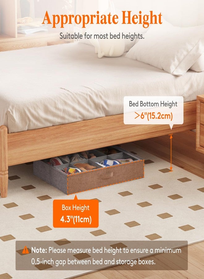 Lifewit Under Bed Shoe Storage Organizer Fits 8 Pair Boots, 4.3 Inches Tall Sturdy Structure Ultra Thick Fabic Sneaker Storage, Foldable Underbed Shoe Boxes for High-tops, Heels, Sports Shoes 2 Pack - Image 2