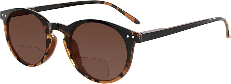 Eyekepper Round Bifocal Sunglasses Key Hole Style Sunshine Readers - Black/Tortoise +3.00, Black-Tortoise, 3.0 - Image 1